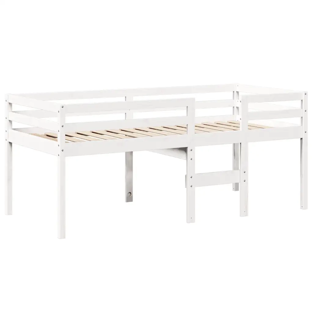 Letto singolo | Letto per adulti | Letto a Soppalco con Tetto Bianco 90x200 cm in Legno di Pino