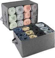 Organizzatore per armadio 2 pezzi, contenitore di archiviazione per abbigliamento con 24 rack, sistema di organizzazione dei cassetti, organizzatore di cassetti pieghevole per jeans, pantaloni, asciugamani, camicie e maglie.