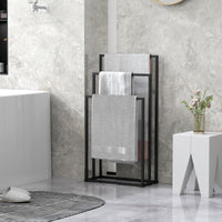 Portasciugamani da Terra a 3 Bracci Autoportante 45x21.5x85 cm in Acciaio Nero