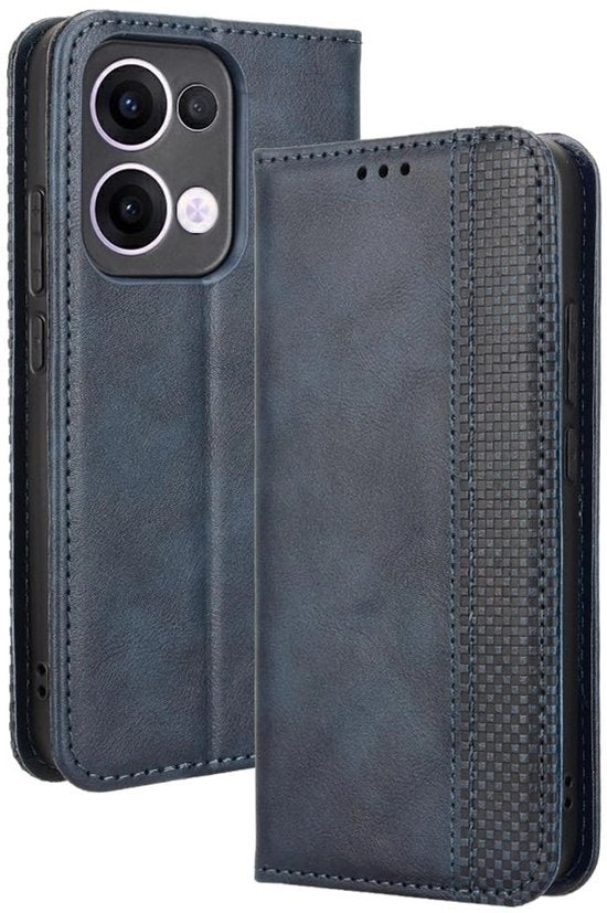 Portafoglio per cellulare retro stile - Porta 3 carte - Stand per cellulare - 5G - Reno 13 (Reno13) - Premium pelle PU - Resistente allo shock - Portafoglio per cellulare con 3 slot per carte di credito