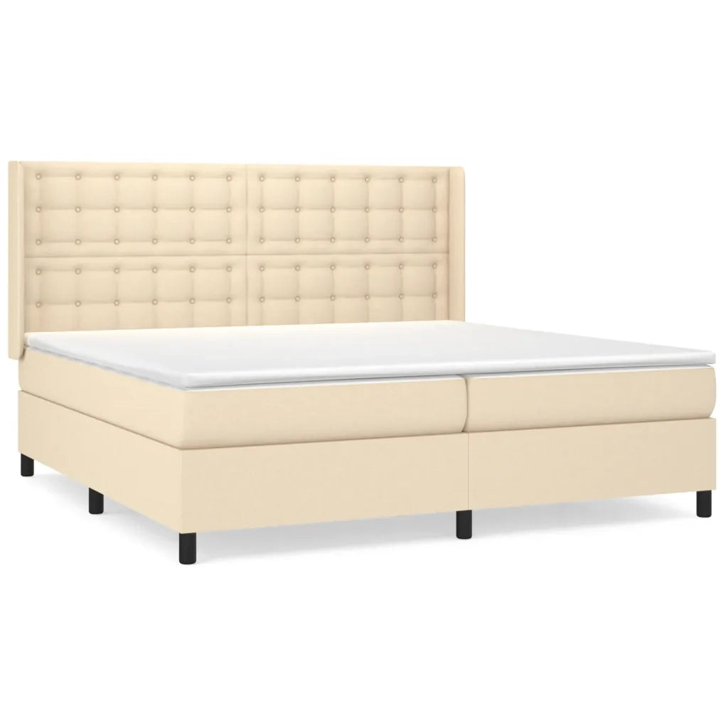 Giroletto a Molle con Materasso Crema 200x200 cm in Tessuto 3131782