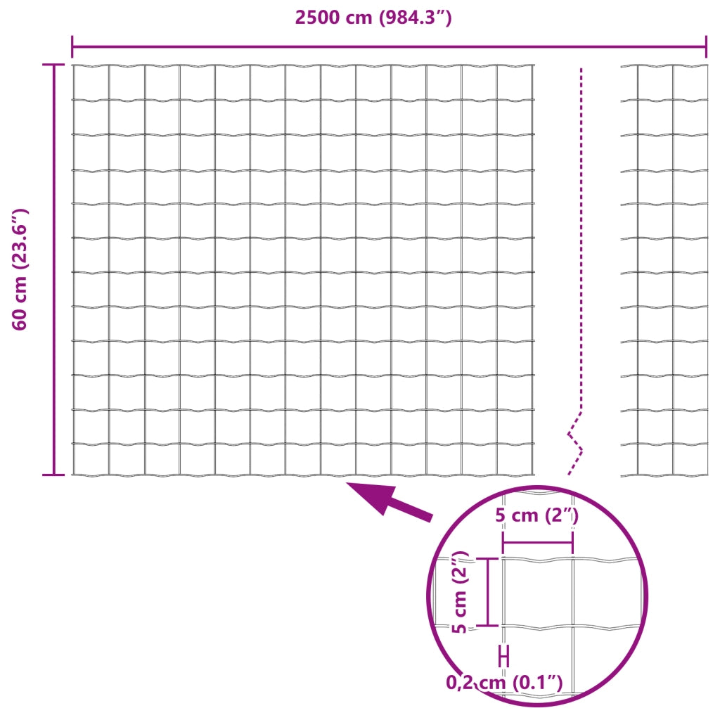 Recinzione Euro 0.6x25 m in acciaio zincato