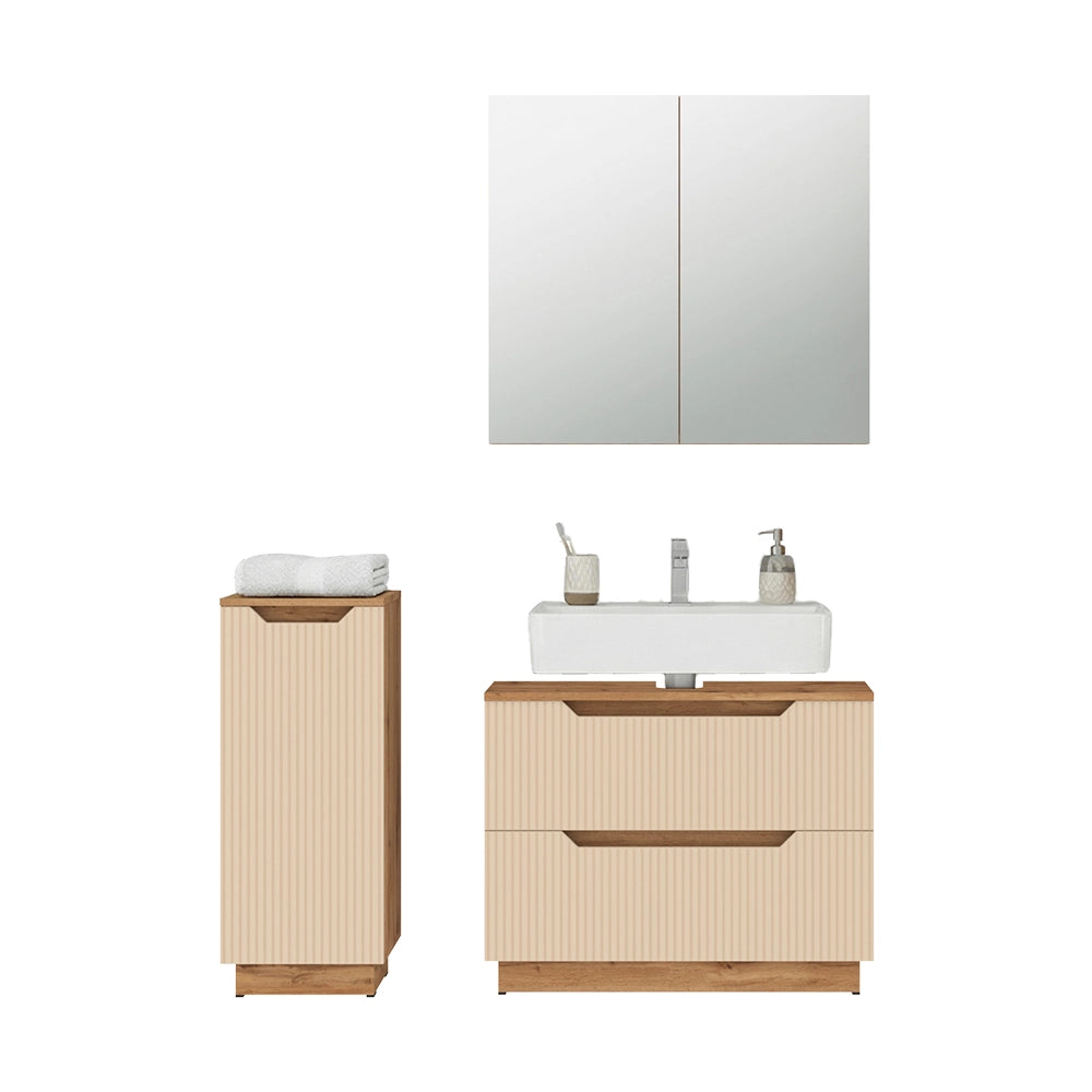 Vicco Set di mobili da bagno Rovere/cashmere a righe 3 parti