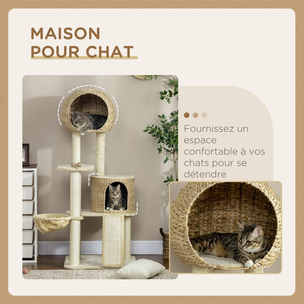 Arbre per gatti con tiragraffi in sisal naturale ¨C Minimal ¨C 60x60x150 cm beige