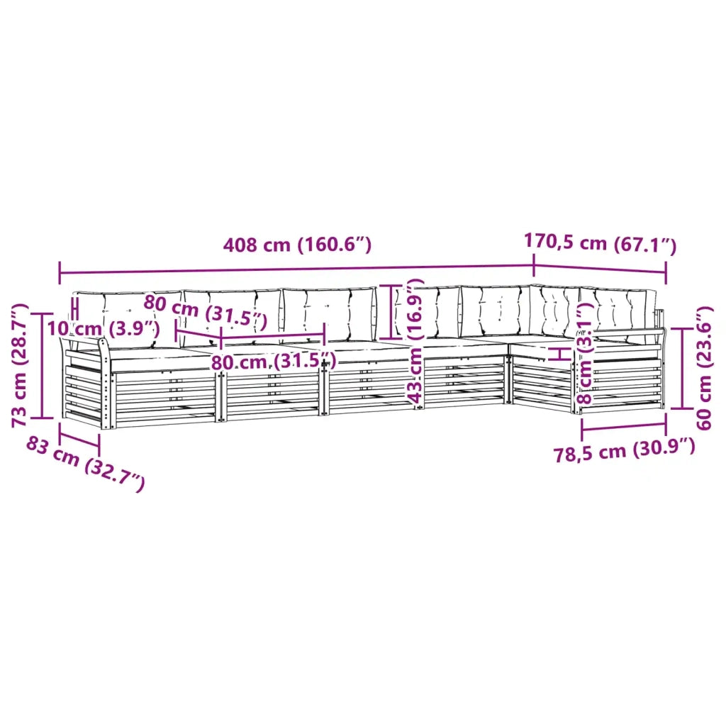 Set di divani da esterno con cuscino 6 pcs Naturale e Crema 3373540
