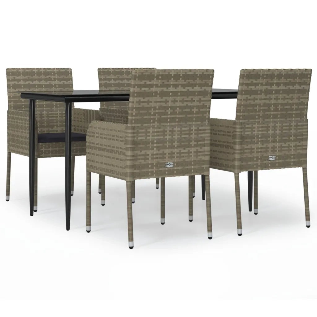 Set da Pranzo Giardino 5pz Nero e Grigio con Cuscini Polyrattancod mxl 100456