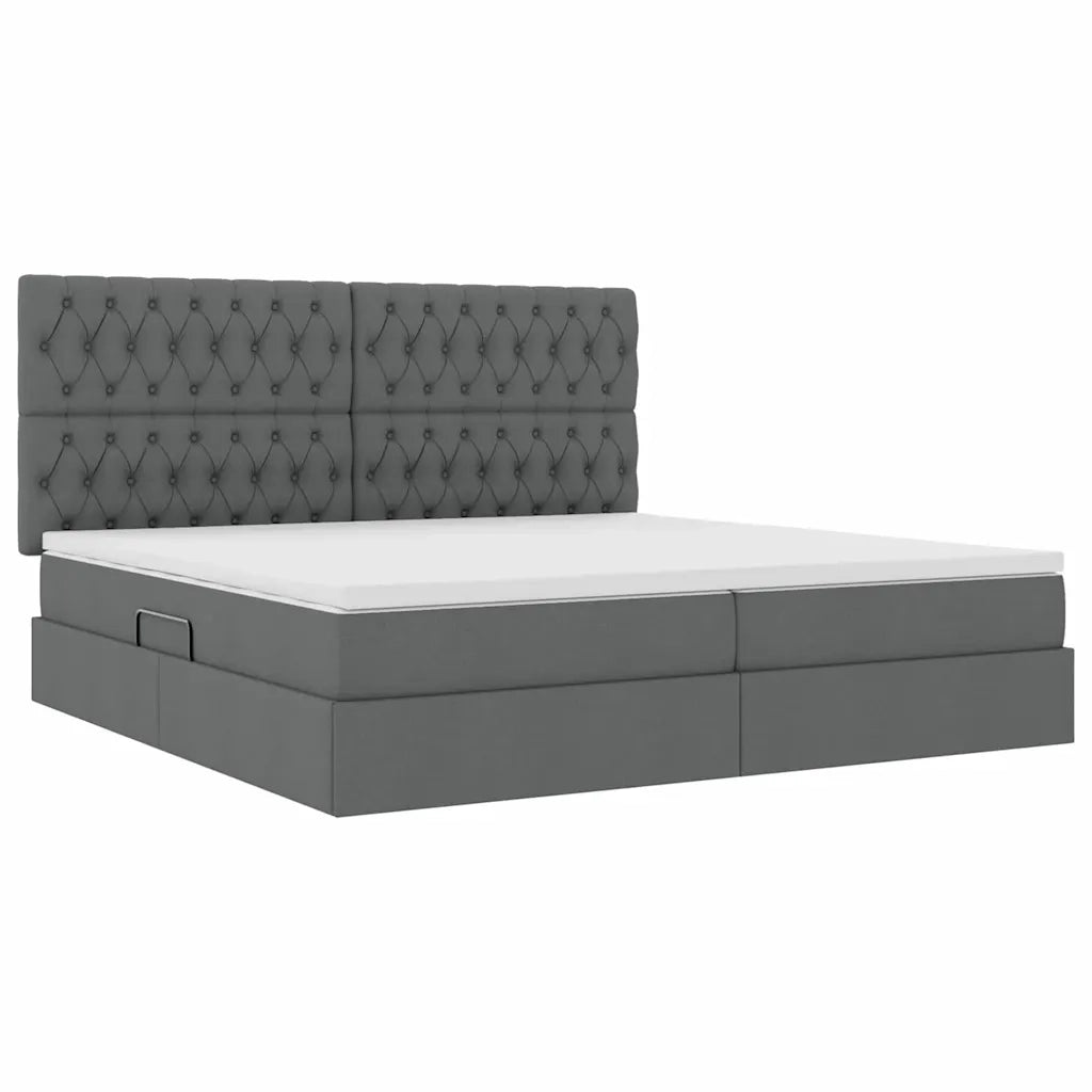 Letto con contenitore e LED con led Grigio scuro 200 x 200 cm