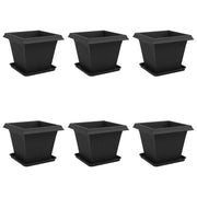 Fioriere | Cassetta per fiori | Vasi per Piante 6 pz Nero 38 x 38 x 30 cm Plastica