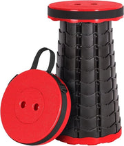 Kruk telescopica - pieghevole in plastica - sedile pieghevole - per grigliare pescare campeggiare - massimo carico 150 kg - rosso/nero