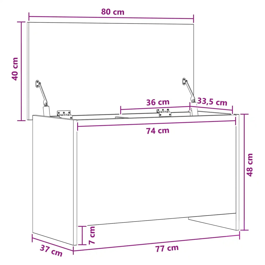 Cassa di stoccaggio Grigio Cemento 80 x 40 x 50 cm 8011262