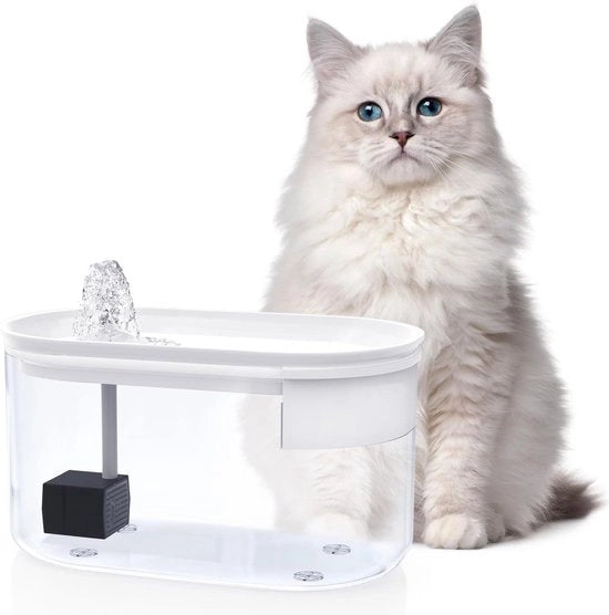 Piscina per gatti - Fonte di acqua silenziosa - Dispensatore acqua con serbatoio trasparente - Filtro BPA libero