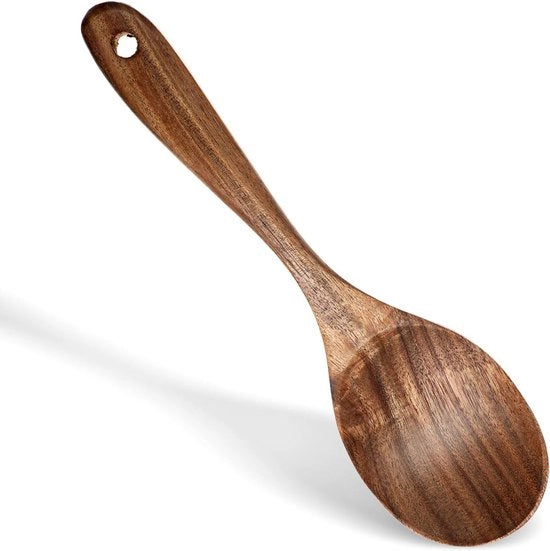 Lepeli in Legno con Manico Lungo - 10 pollici Heavy Duty - Grande Lepel in Legno per Cucina - Mescolare e Agitare