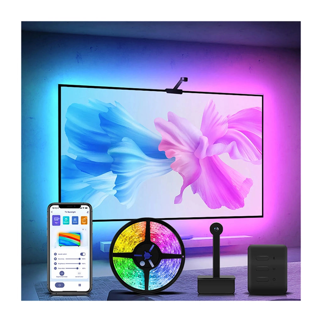 Kit LED TV Ambilight con telecamera e controllo vocale per schermi da 55“-65” Nero Avizar