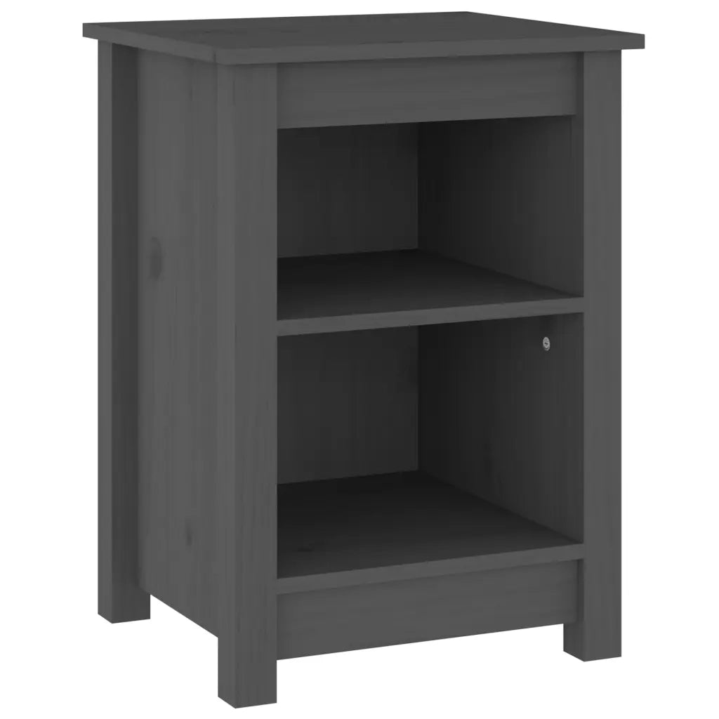 Comodino-Tavolino da notte Grigio 40x35x55 cm in Legno Massello di Pino