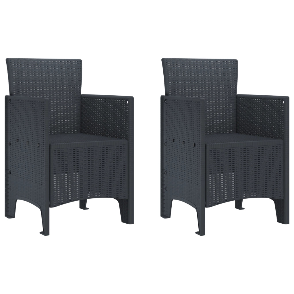 Sedie da Giardino 2 pcs Antracite Poli Rattan