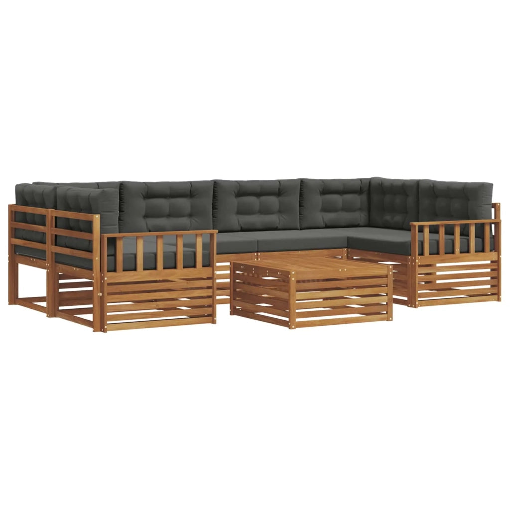 Set di divani da esterno con cuscino 7 pcs Naturale e Antracite 3373092