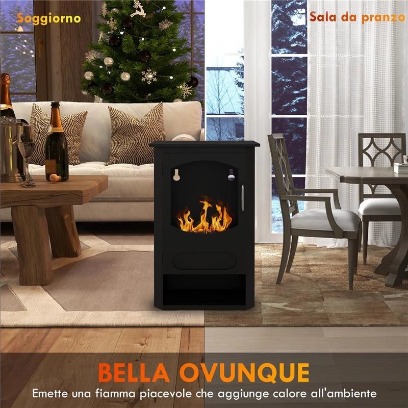 CAMINO A BIOETANOLO AUTOPORTANTE, BRUCIATORE DA 1.2L DURATA 3 ORE, AREA RISCALDATA 20-25 M¦, NERO