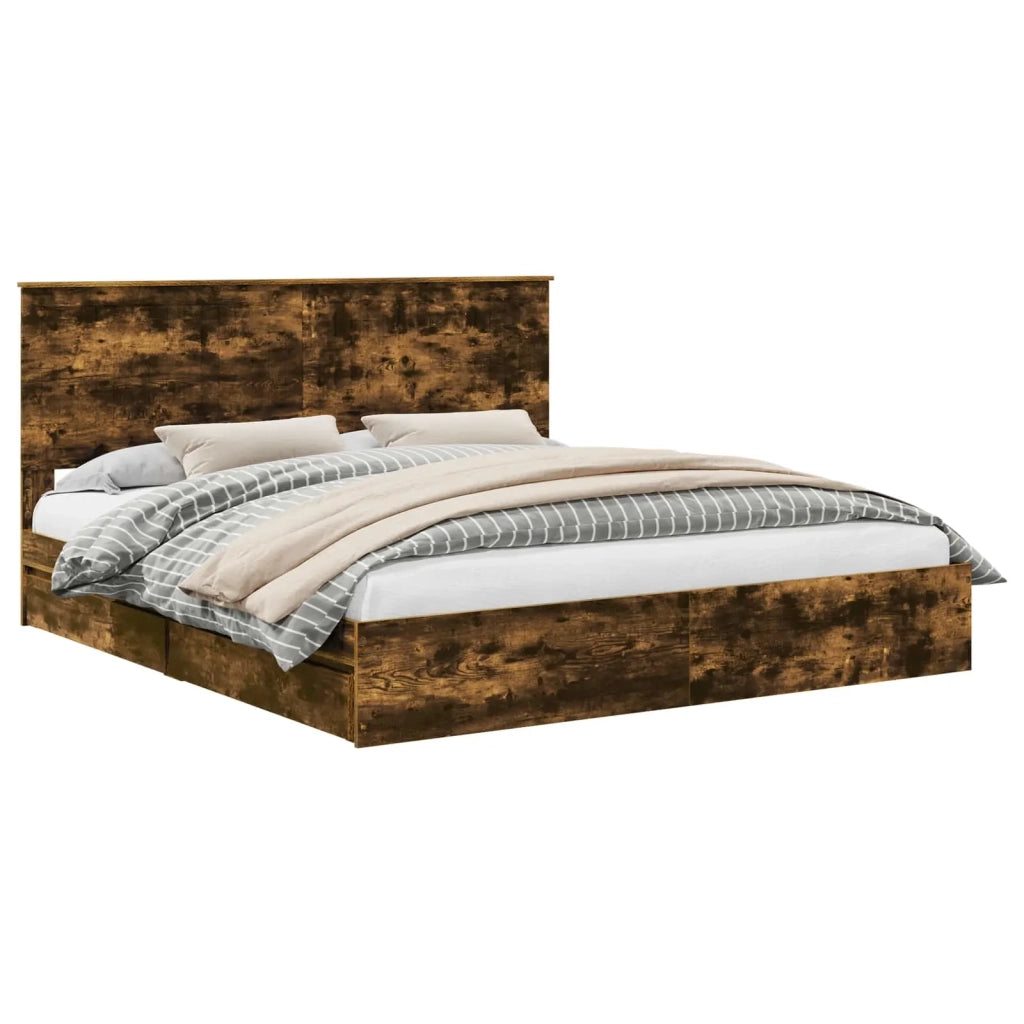 Letto con Contenitore con testiera Rovere fumé 180 x 200 cm