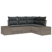 Set Divano da Giardino 4 pz | Set Salotto da Giardino Grigio polyrattan