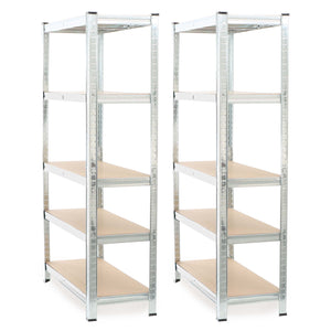 Set 2x scaffali a incastro per carichi pesanti 180x90x40cm Max 875kg l’uno Acciaio 5 ripiani