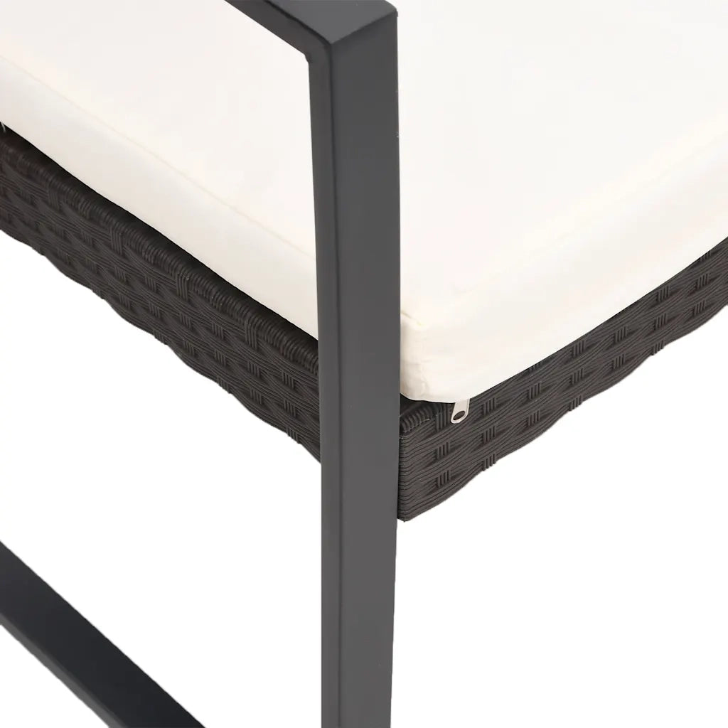 Set da Pranzo da Giardino 5 pz con Cuscini in PP Rattan Marrone 360216