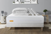 Pacchetto letto completo - Materasso 160x200cm + Box spring con doghe (kit) + 2 cuscini + Piumino - Memo Bio