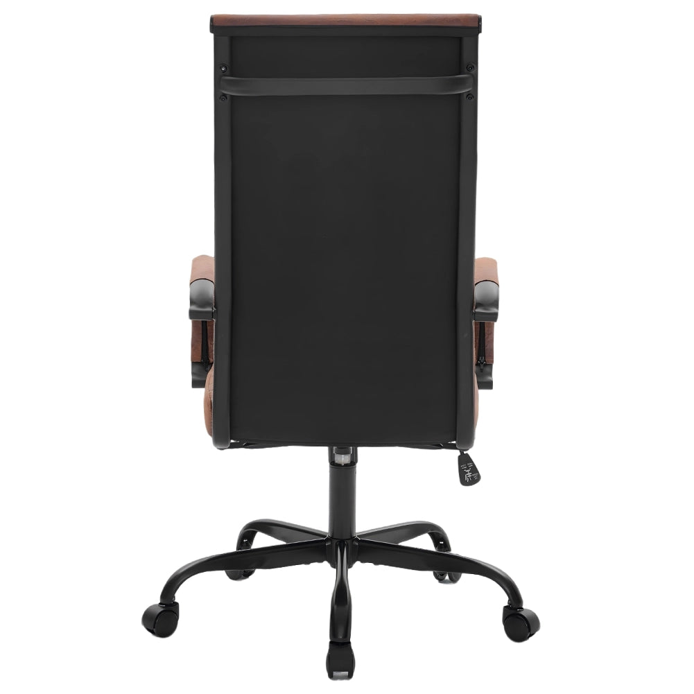 Sedia da Ufficio in Simil Pelle Industrial Poltrona Scrivania Girevole Base Nera