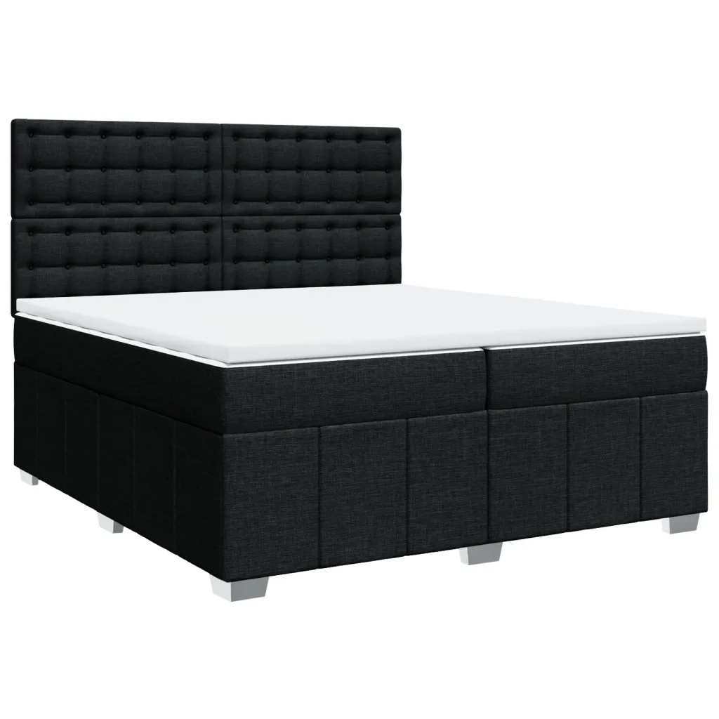 vidaXL Giroletto a Molle con Materasso Nero 200x200 cm in Tessuto