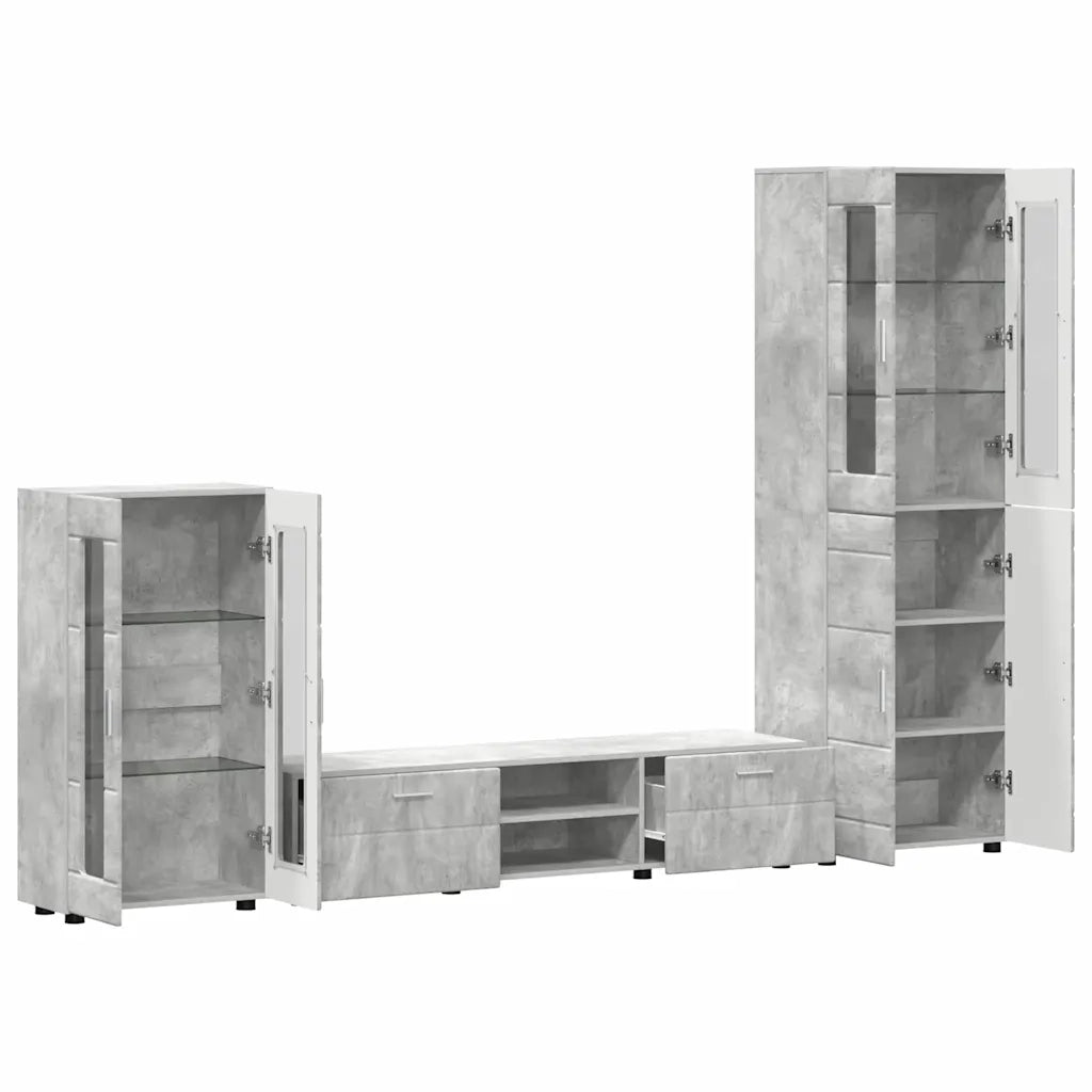 Set mobile TV con porta FLORIN Grigio cemento Legno multistrato