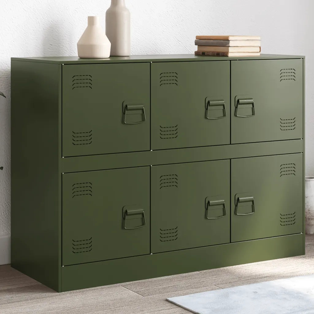 Credenza | Madia | Buffet da pranzo | Armadio da pranzo Verde Oliva 99x39x73 cm in Acciaio