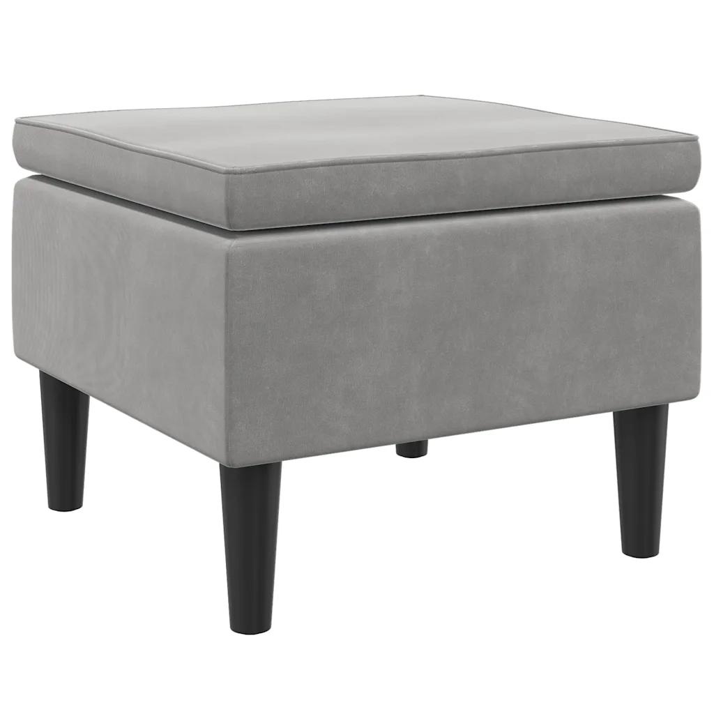 Sgabello con Gambe in Legno Grigio Chiaro Velluto CFW7406367