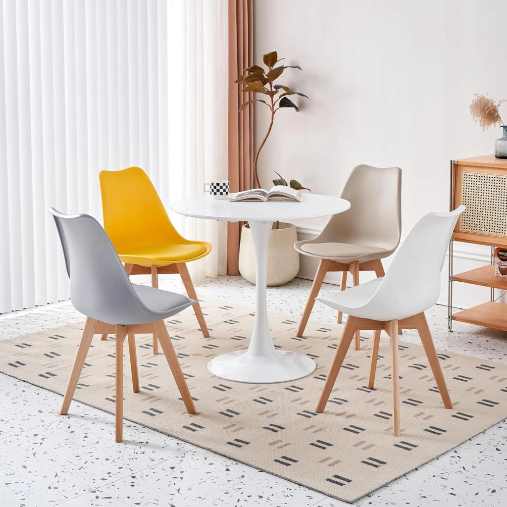 GrandCA HOME Tavolo da pranzo rotondo moderno 80 cm con piedistallo in design a tulipano, tavolo per il tempo libero Mid-Century per cucina, sala da pranzo e soggiorno…