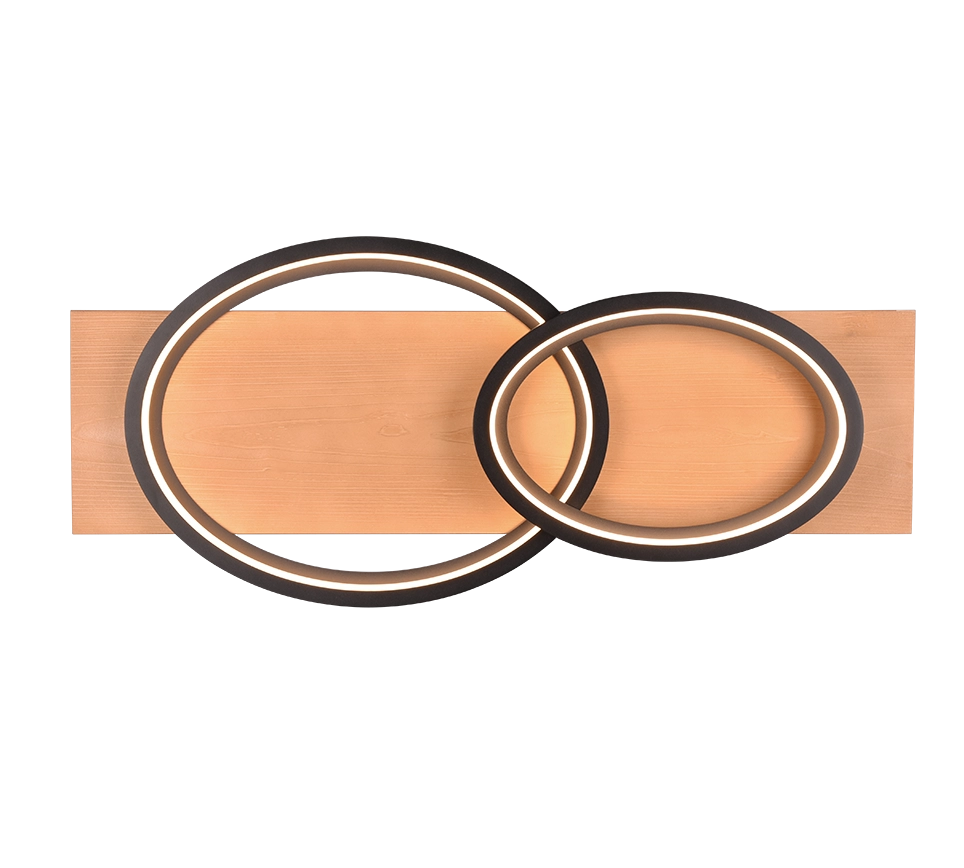 Plafoniera LED doppia ellisse, metallo e legno, nero, L 75 cm, Barca