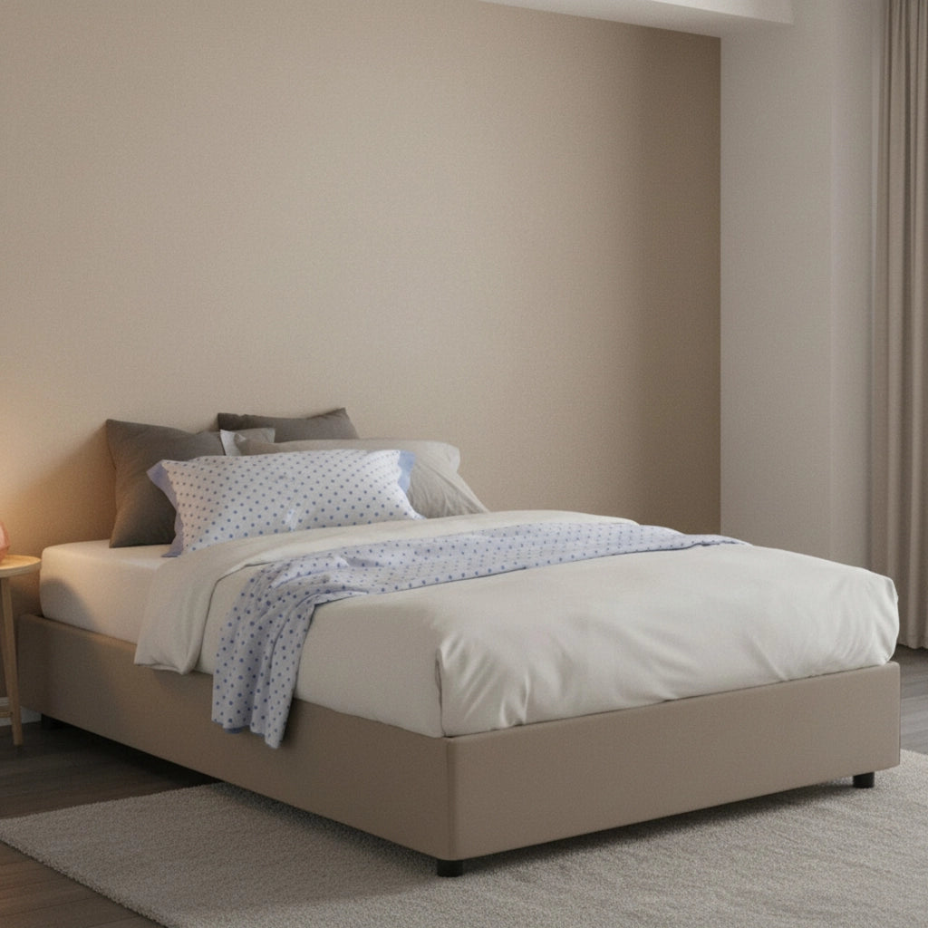 Atar, Letto Piazza e Mezza Materasso Incluso Made in Italy, Grigio Tortora