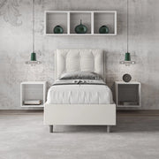 Letto singolo senza rete imbottito 80x190 similpelle bianco Annalisa