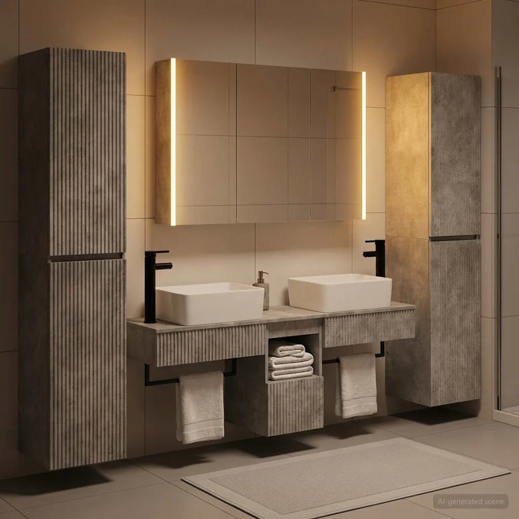 Set di mobili per il bagno 6 pcs Grigio Cemento 3407202