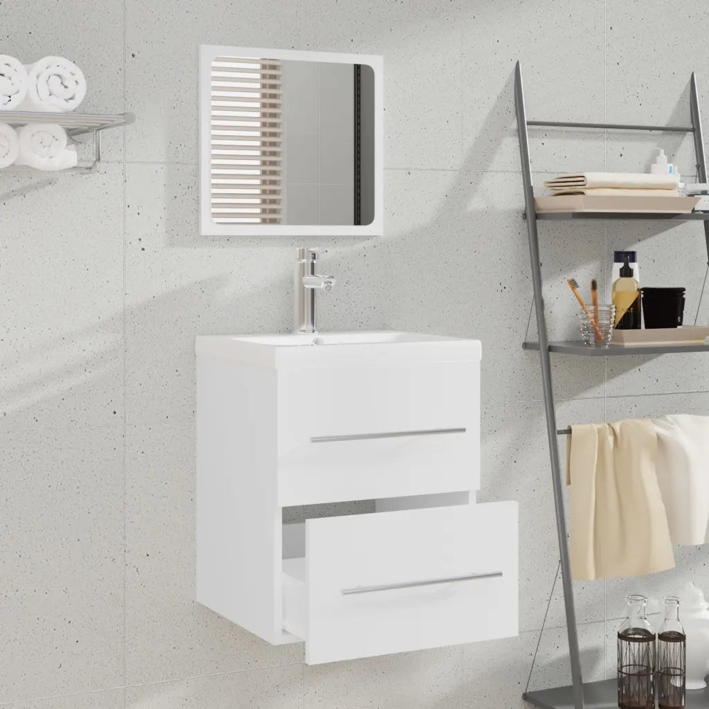 Mobile Bagno con Lavabo Integrato Bianco in Legno Multistrato cod mxl 67941