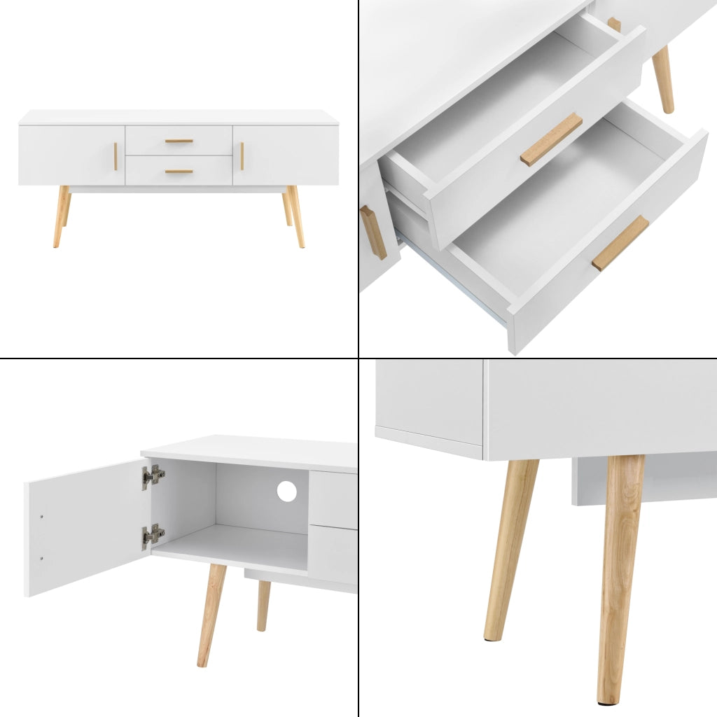 Mobile Porta TV Alavus con 2 Cassetti 140x40x56 cm - Bianco [en.casa]