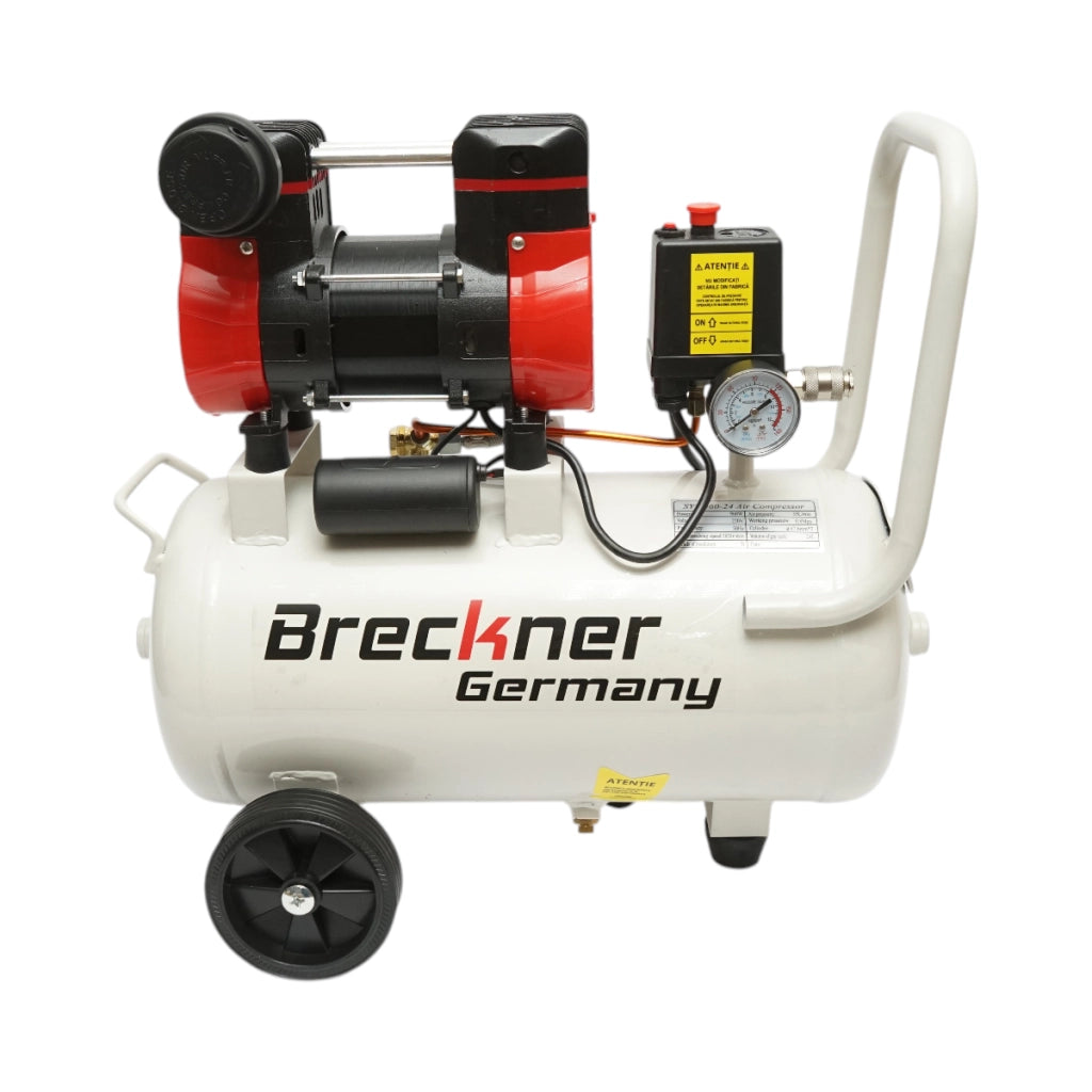 Compressore d'aria da 24 litri, motore a 2 cilindri da 1 kW/1,3 CV, pressione massima 8 bar, volume di aspirazione aria 130 l/min Breckner Germany