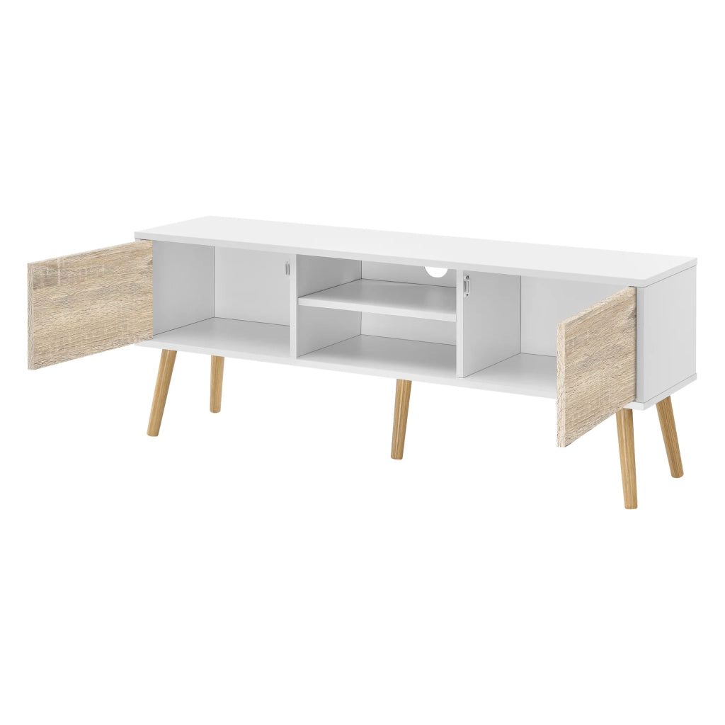 Mobile porta TV 120 x 30 x 47 cm effetto rovere bianco 03_0007754