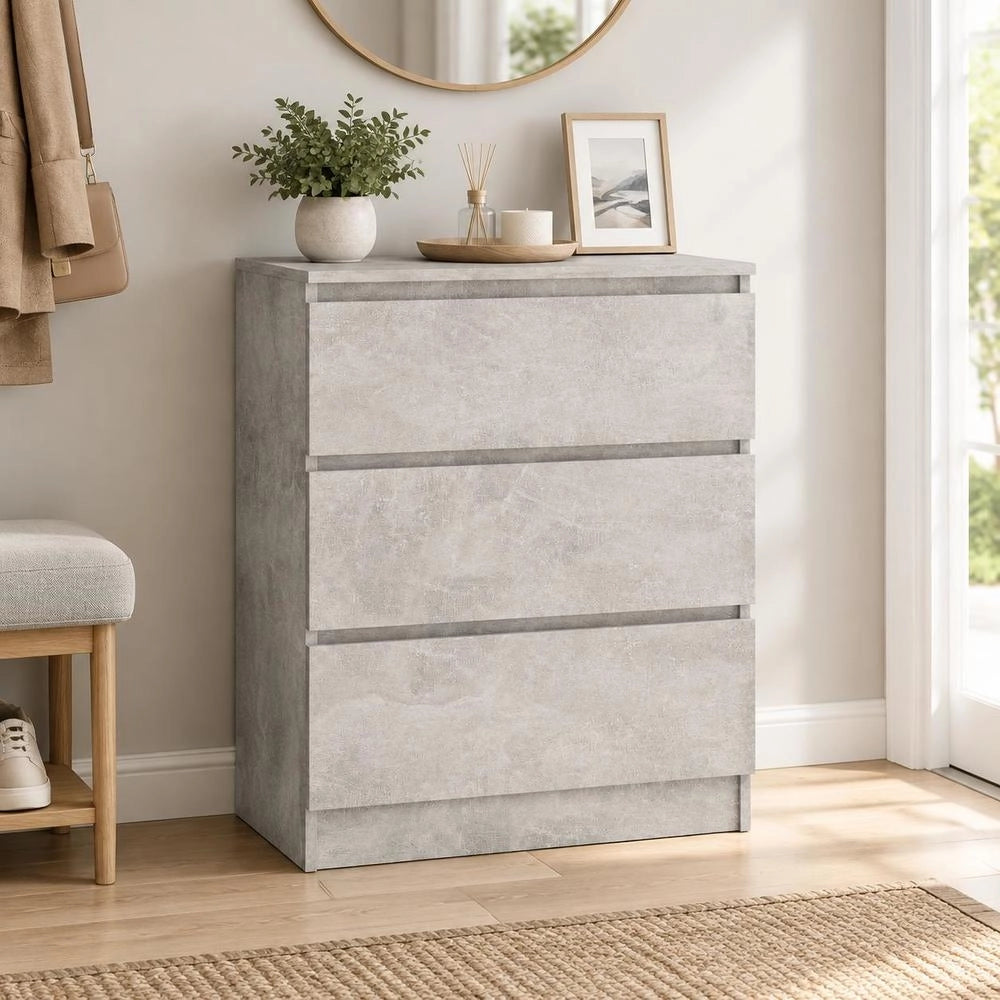 Sideboard Concrete Grey 60x35x76 Cm Wood Material