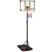 Canestro Basket per Adulti, Altezza Regolabile 2.1-2.4 m, Ruote e Base Riempibile, Giallo