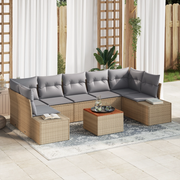 Set di SofÃ  da Giardino 8 Pezzi con Cuscini Beige Rattan Sintetico Acacia