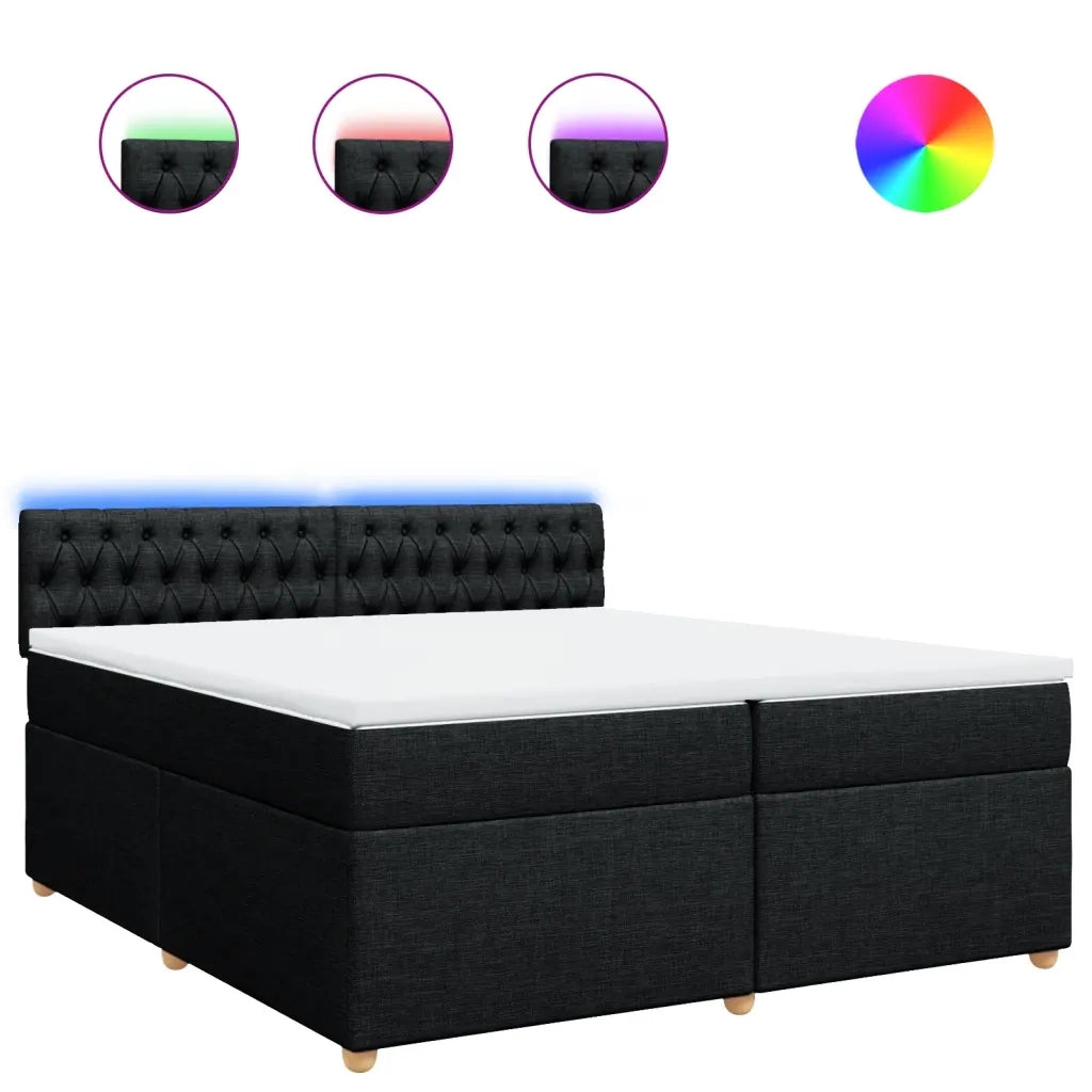 Giroletto a Molle con Materasso Nero 200x200 cm in Tessuto