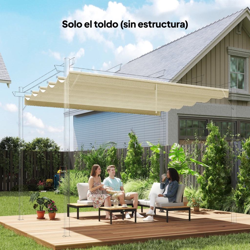 Telo per Pergola 3x3 Retrattile ¨C zephmum ¨C 250x255 cm Crema con 10 Fori di Drenaggio