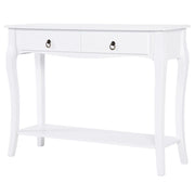 EasyComfort Mobiletto Tavolo Consolle da Ingresso Moderno con 2 Cassetti Casa Legno 100 × 33 × 75cm Bianco