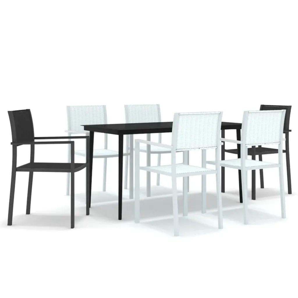 Set Mobili da Pranzo per Giardino 7 pz Nero e Bianco cod mxl 36952