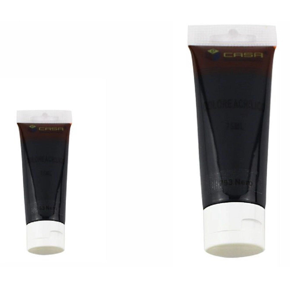 Trade Shop - Set 6 Pezzi Pittura Acrilica Vernice Confezione Colore Nero Tubo 75 Ml 07486 -