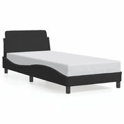 Letto singolo | Letto per adulti | Giroletto con Testiera Dover Nero 90x190 cm Velluto