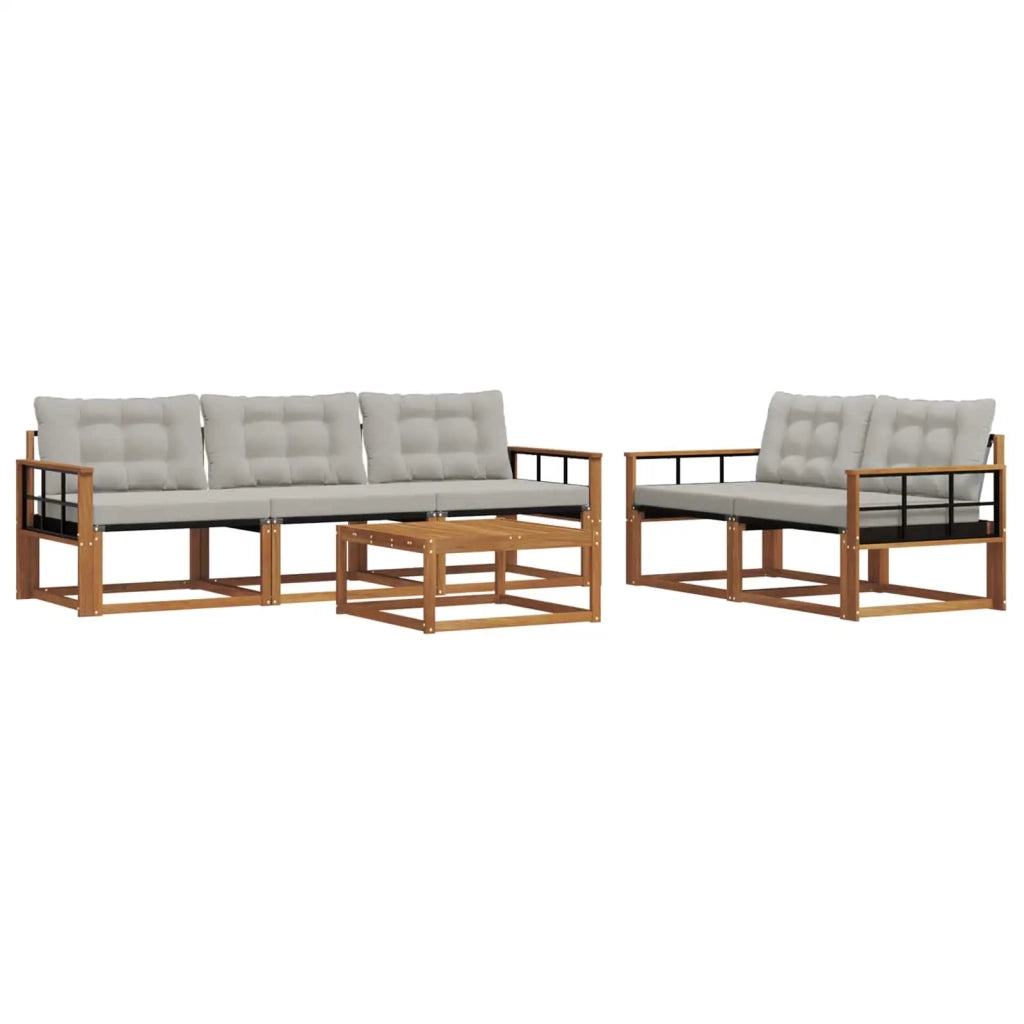 Set di divani da esterno 6 pcs Grigio Naturale e Chiaro 3369198